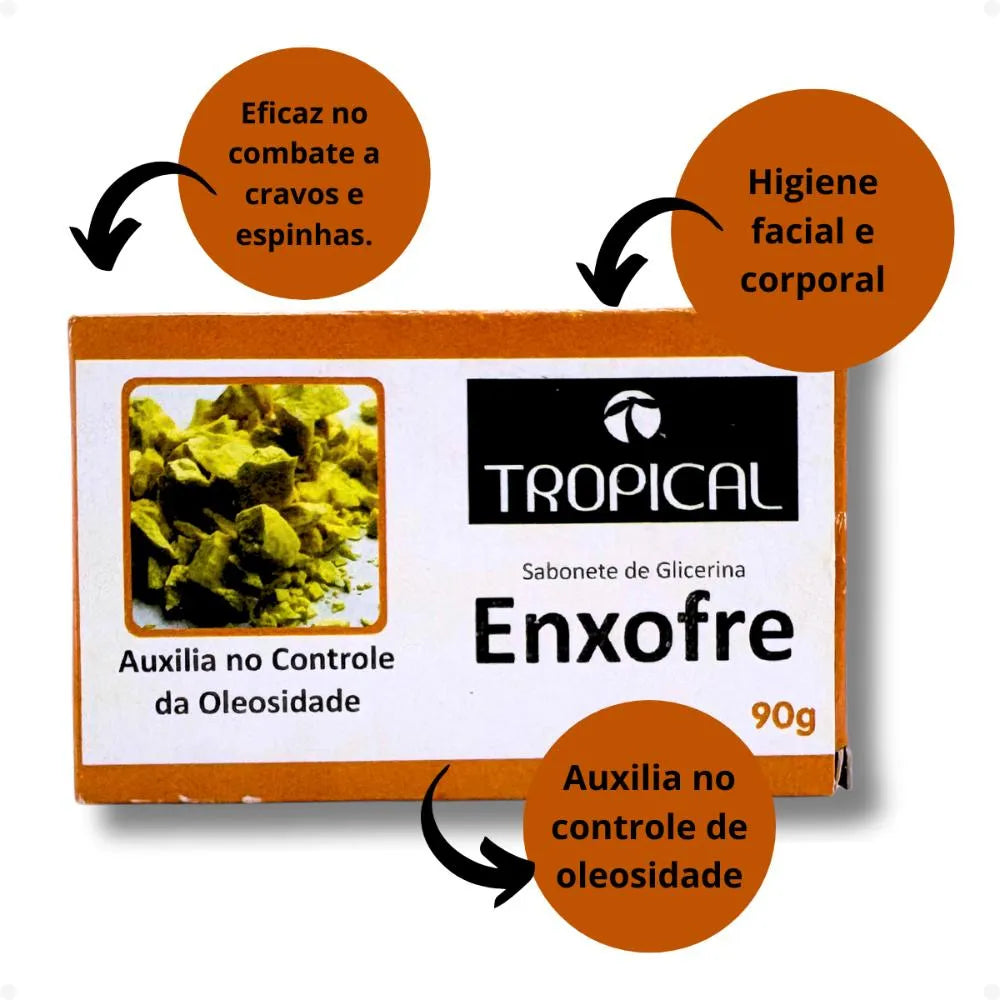 Sabonete de Enxofre Tropical 90g – Controlo de Oleosidade e Anti-Acne