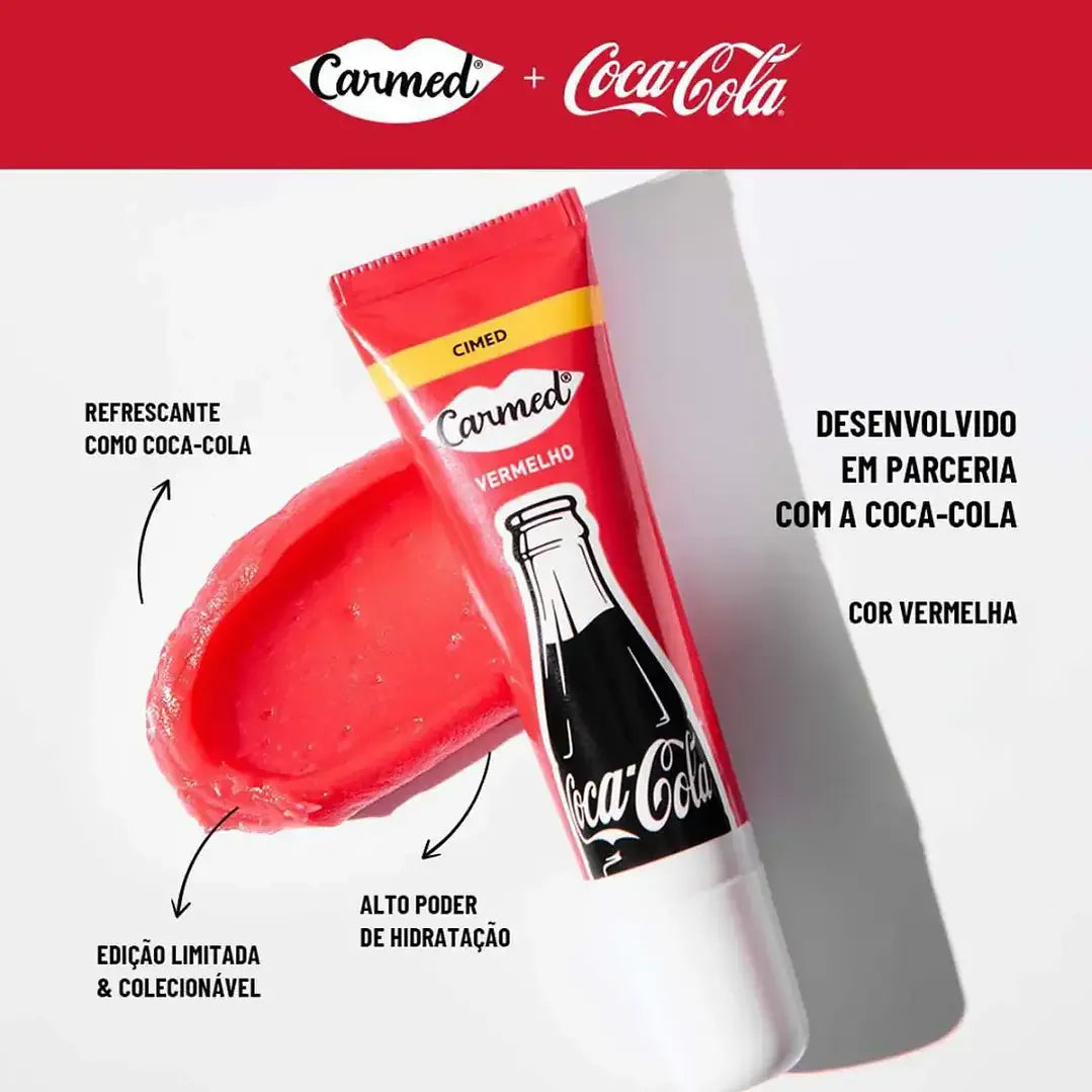 🥤❤️ Hidratante Labial Carmed Coca-Cola Vermelho 10g