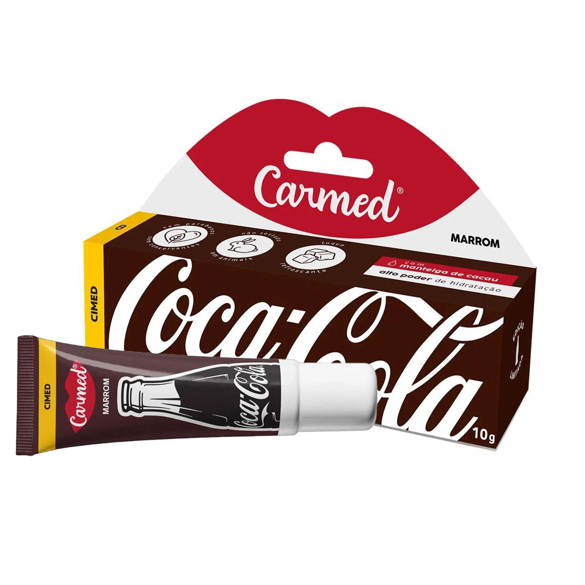 🥤🤎 Hidratante Labial Carmed Coca-Cola Marrom 10g