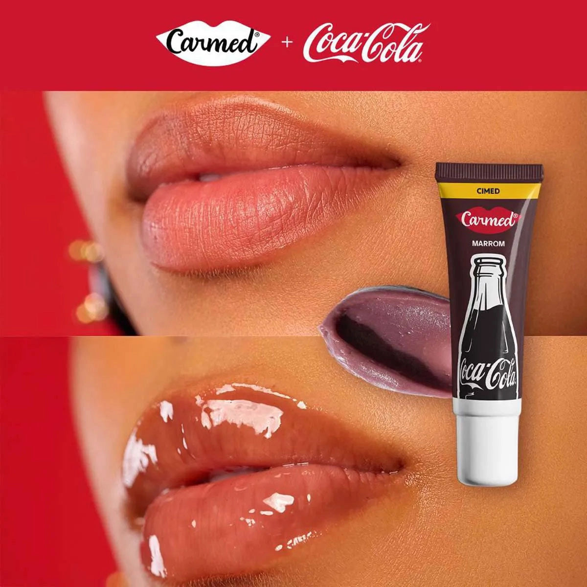 🥤🤎 Hidratante Labial Carmed Coca-Cola Marrom 10g