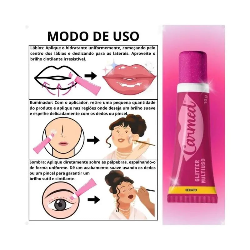Hidratante Labial Carmed Glitter 3x1 10g