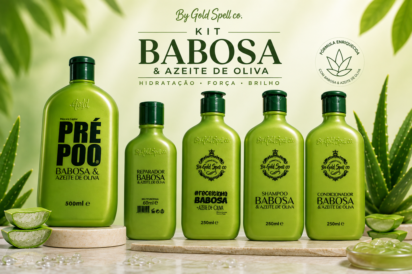 kit completo Gold Spell- Babosa e azeite de oliva