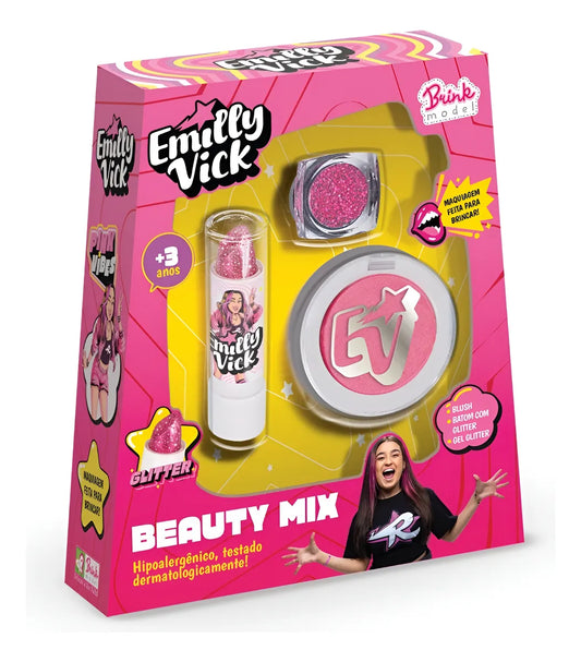 Kit Beauty Mix Emilly Vick Dos Rosa Maquiagem Infantil - Brink Model