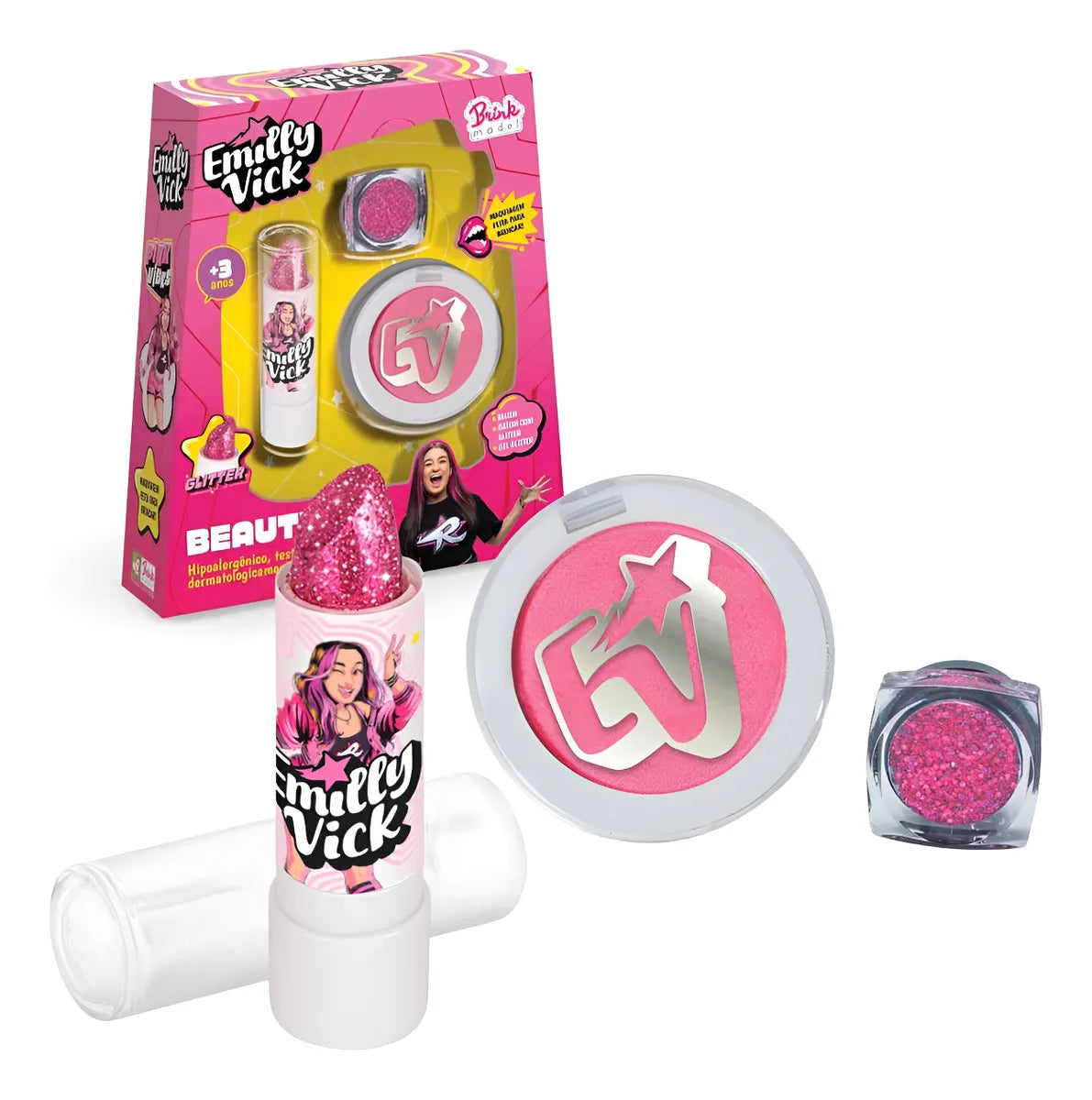 Kit Beauty Mix Emilly Vick Dos Rosa Maquiagem Infantil - Brink Model