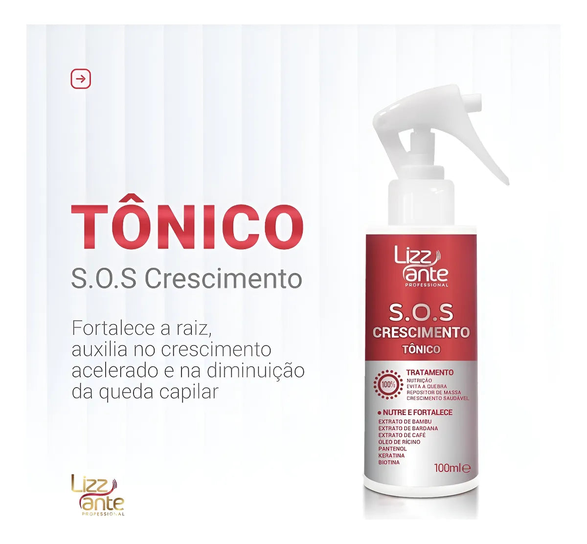 Tônico Sos Crescimento De 100ml Combate A Queda De Cabelo