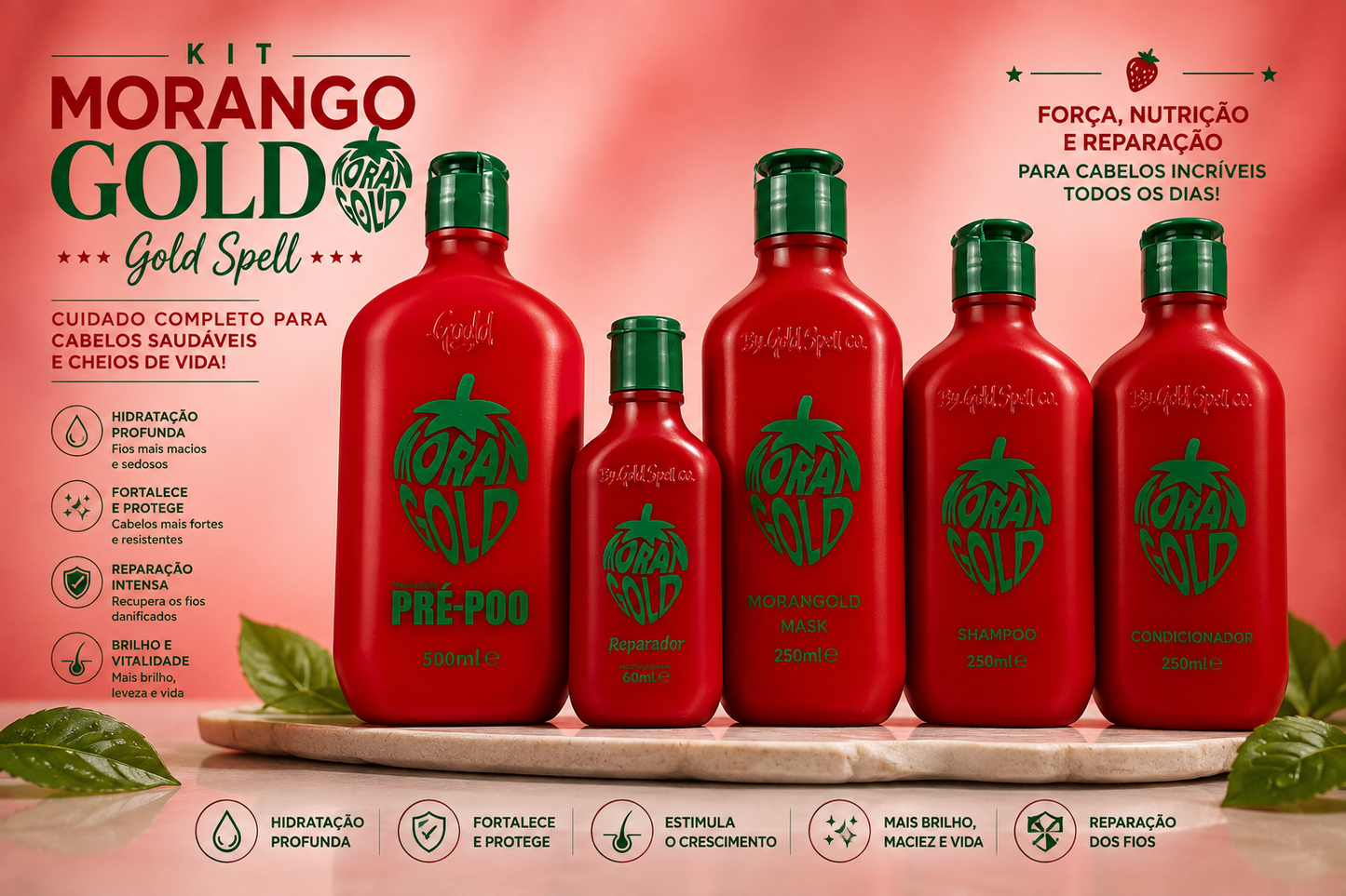 Gold Spell- Kit Morango com 5 produtos