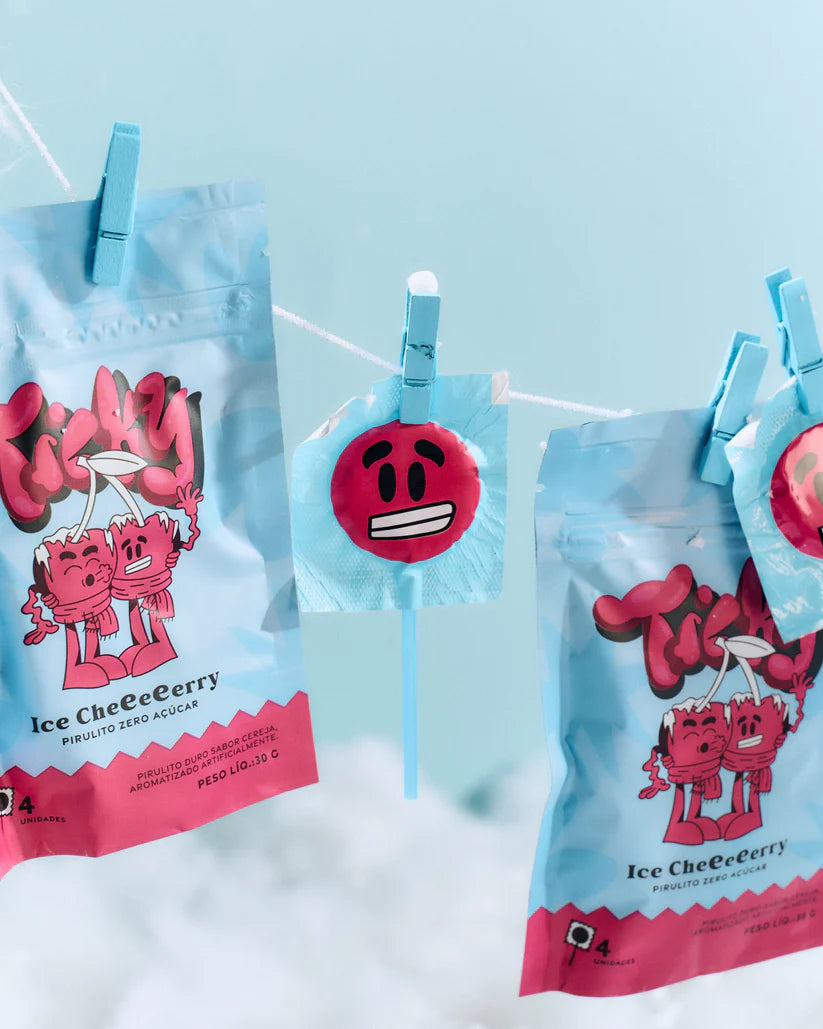 Pirulito Zero Açúcar - Sabor Ice Cherry